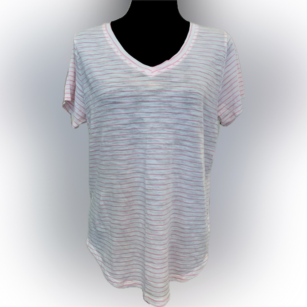 Old Navy T-shirt, size M, white with pink stripes